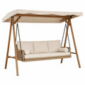 Balancelle d'extérieur en bois d'acacia et rotin synthétique beige