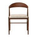 Chaise en bois massif avec revêtement en tissu beige