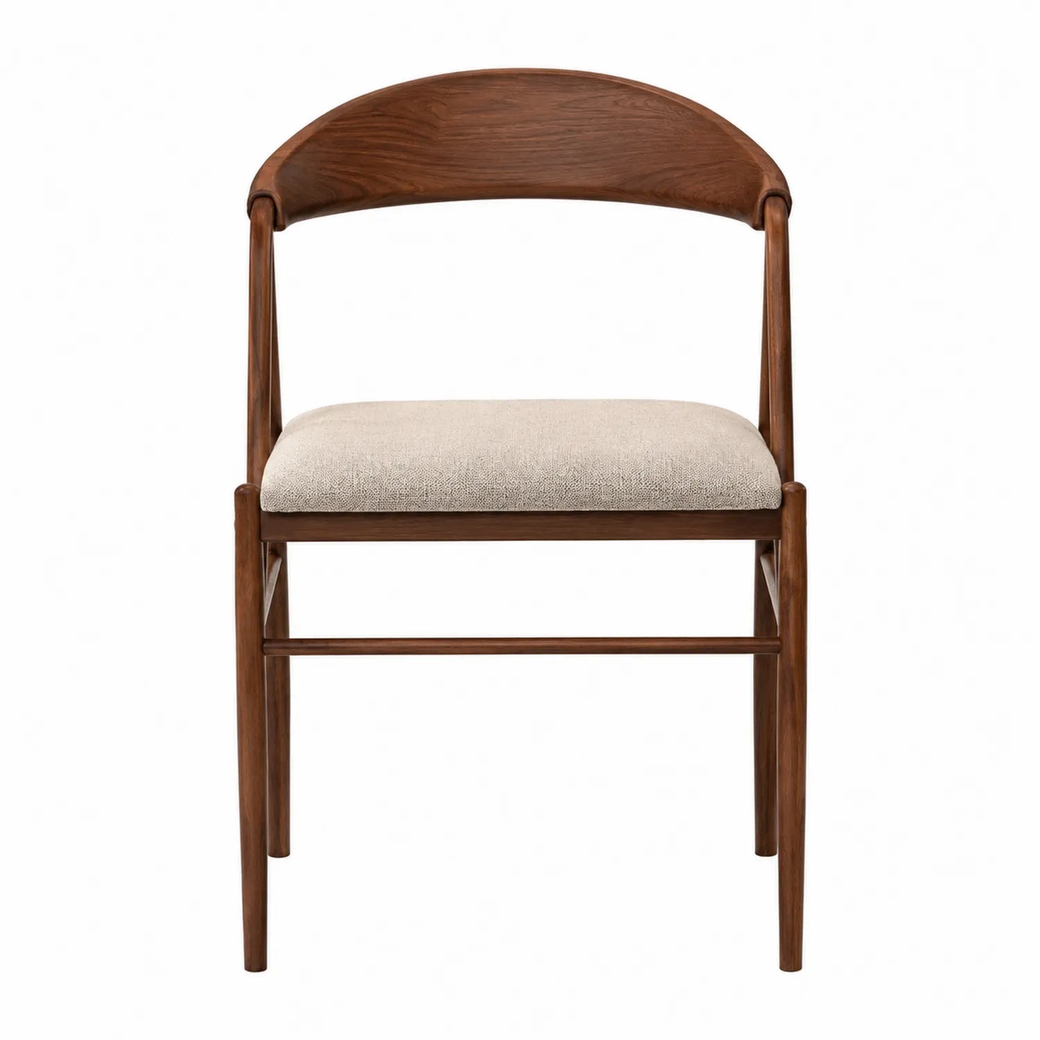 Chaise en bois massif avec revêtement en tissu beige