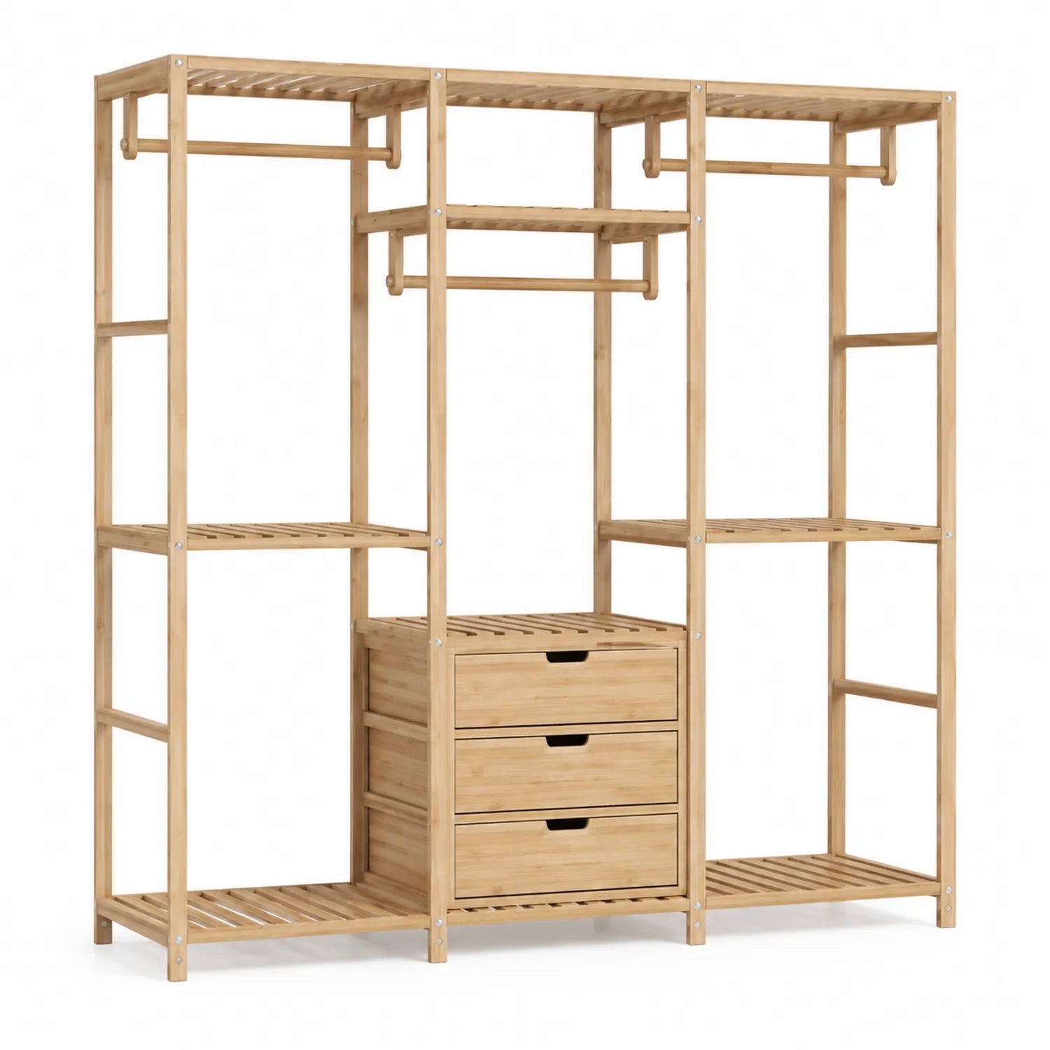 Armoire en bambou avec étagères et tiroirs 180x150x45 cm
