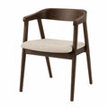 Chaise en bois avec assise en tissu beige 60cm x 55cm x 80cm