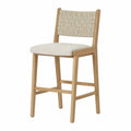 Chaise de bar en bois avec coussin en tissu beige