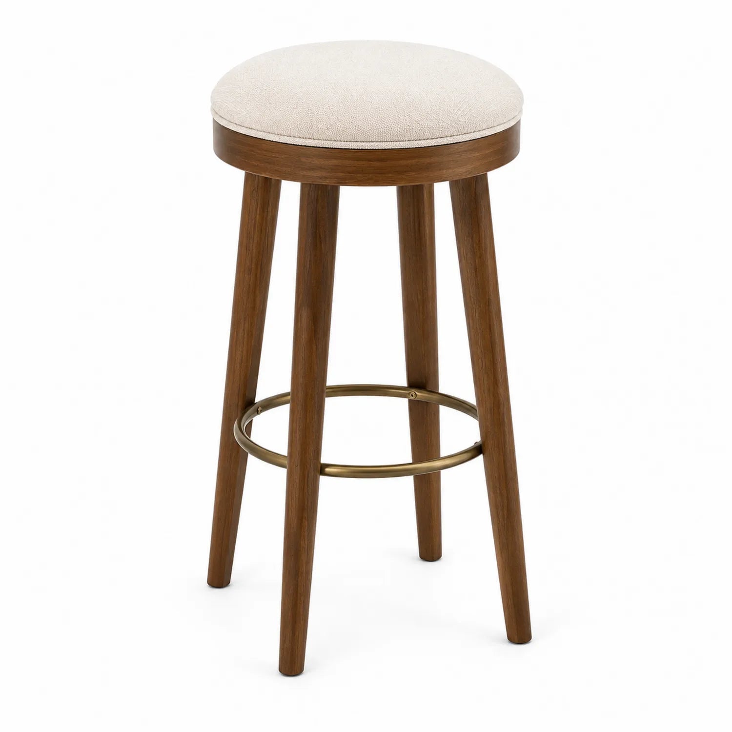 Tabouret de bar en bois avec siège polyester beige 75cm