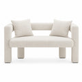 Canapé moderne en bois et tissu bouclé beige 2 places