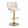 Tabouret de bar en tissu beige avec base en métal