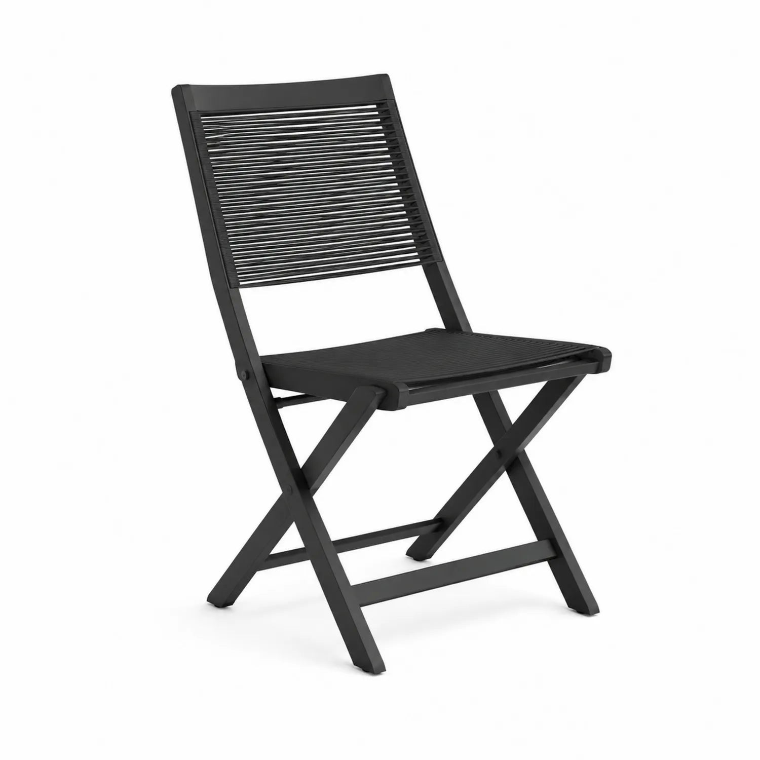 Chaise pliante en acier et textilène noir