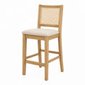 Tabouret de bar en bois avec assise rembourrée polyester beige