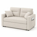 Canapé 2 places en tissu beige avec coussins