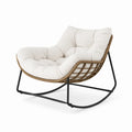 Chaise à bascule en métal et rotin avec coussin en polyester