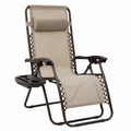 Chaise longue pliante d'extérieur en acier beige