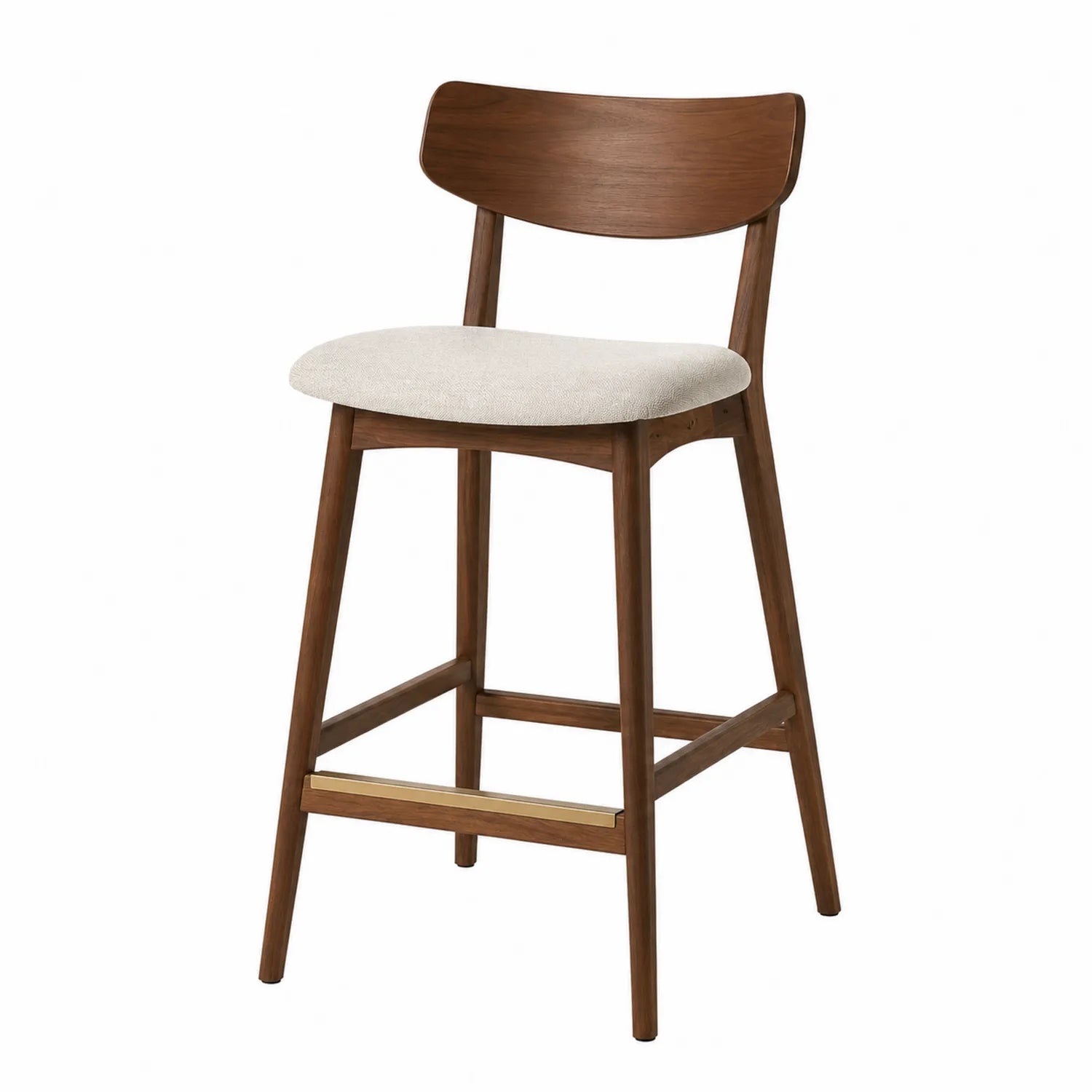 Chaise de bar en bois avec assise en tissu beige 91cm