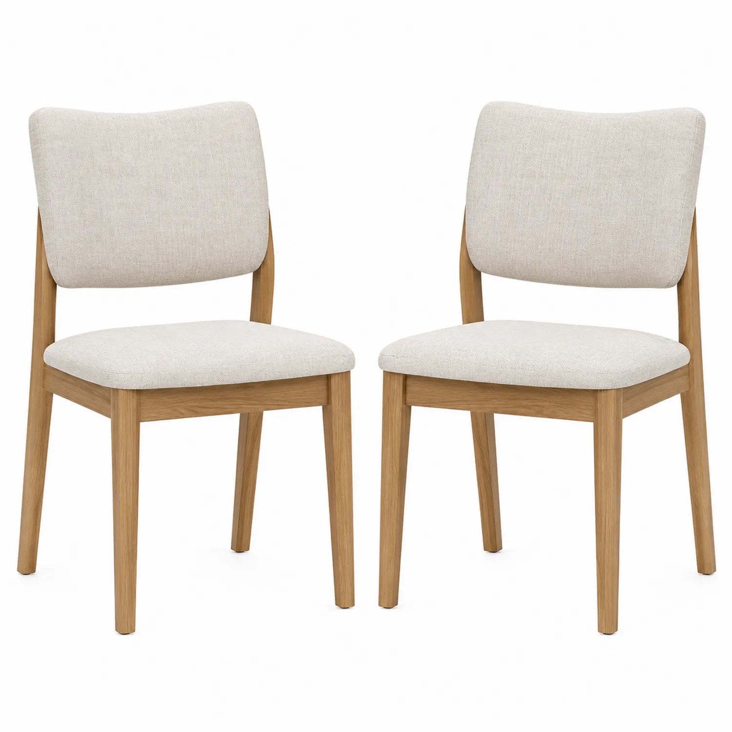 Set de 2 chaises en chêne et tissu beige