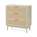 Commode en bois et rotin 3 tiroirs beige