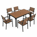 Table à manger rectangulaire en métal et bois avec 6 chaises