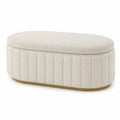Banc ovale en tissu avec rangement 120 cm