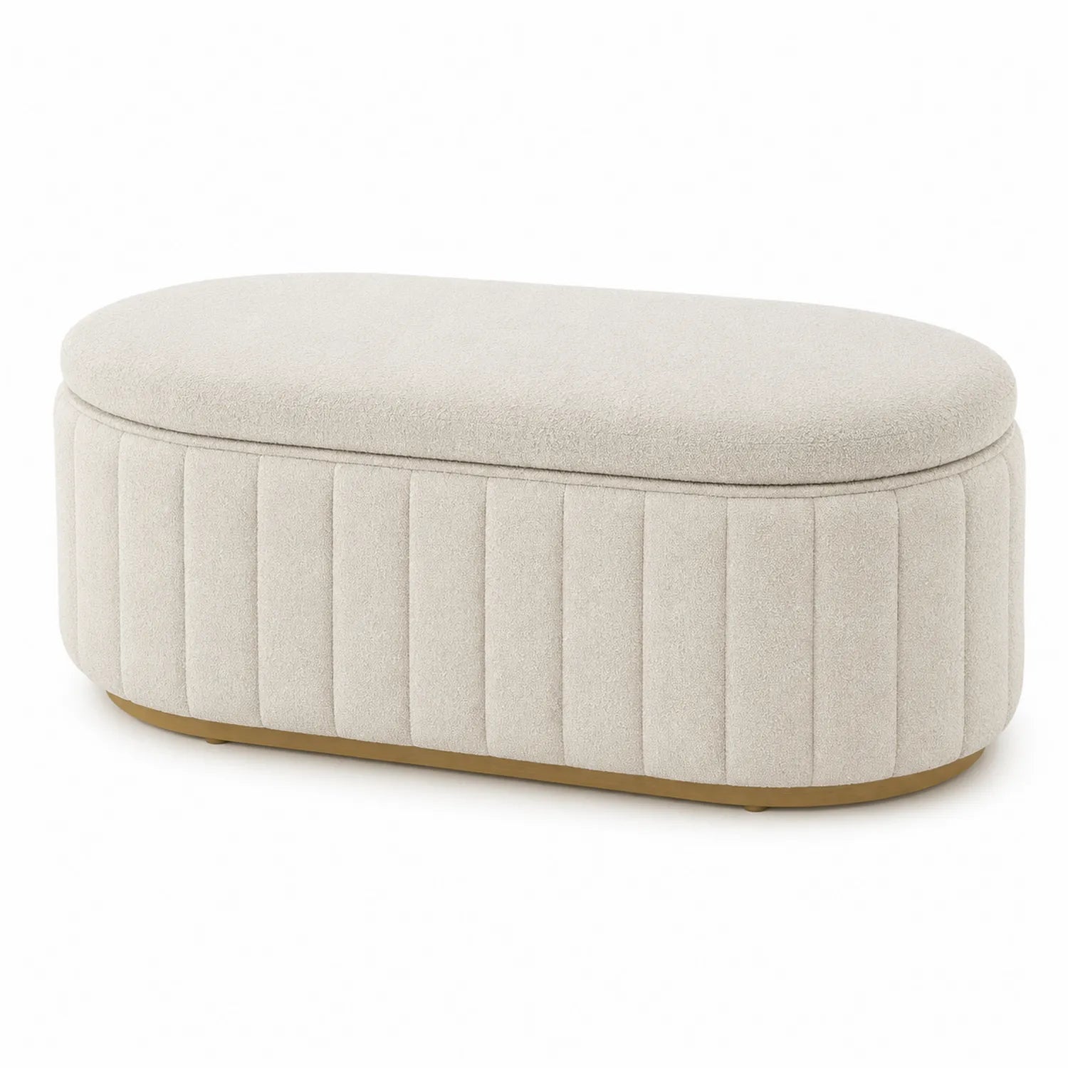 Banc ovale en tissu avec rangement 120 cm
