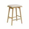 Tabouret de bar en bois avec assise en tissu beige 75 cm