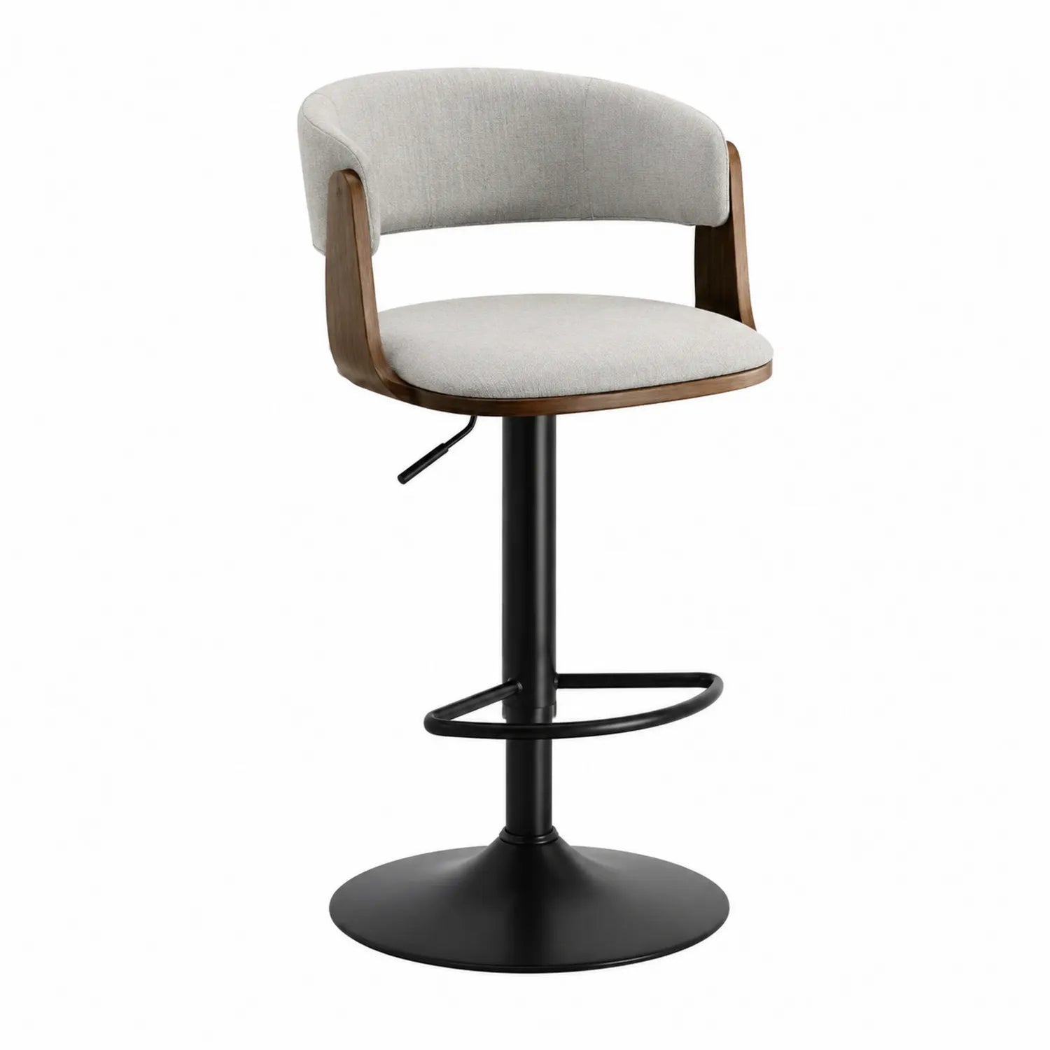 Tabouret de bar en tissu gris clair et métal noir
