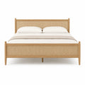 Lit double en bois et rotin 160x200 cm