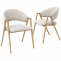 Lot de 2 chaises en bois et tissu beige 60x55x80 cm