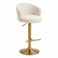 Tabouret en tissu bouclé beige avec base en métal doré