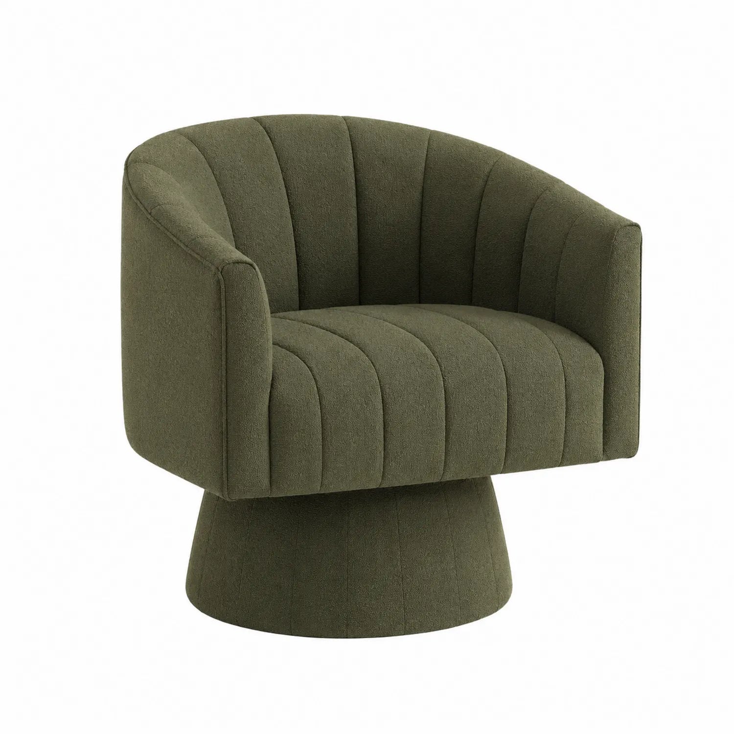 Fauteuil en tissu polyester vert olive pivotant