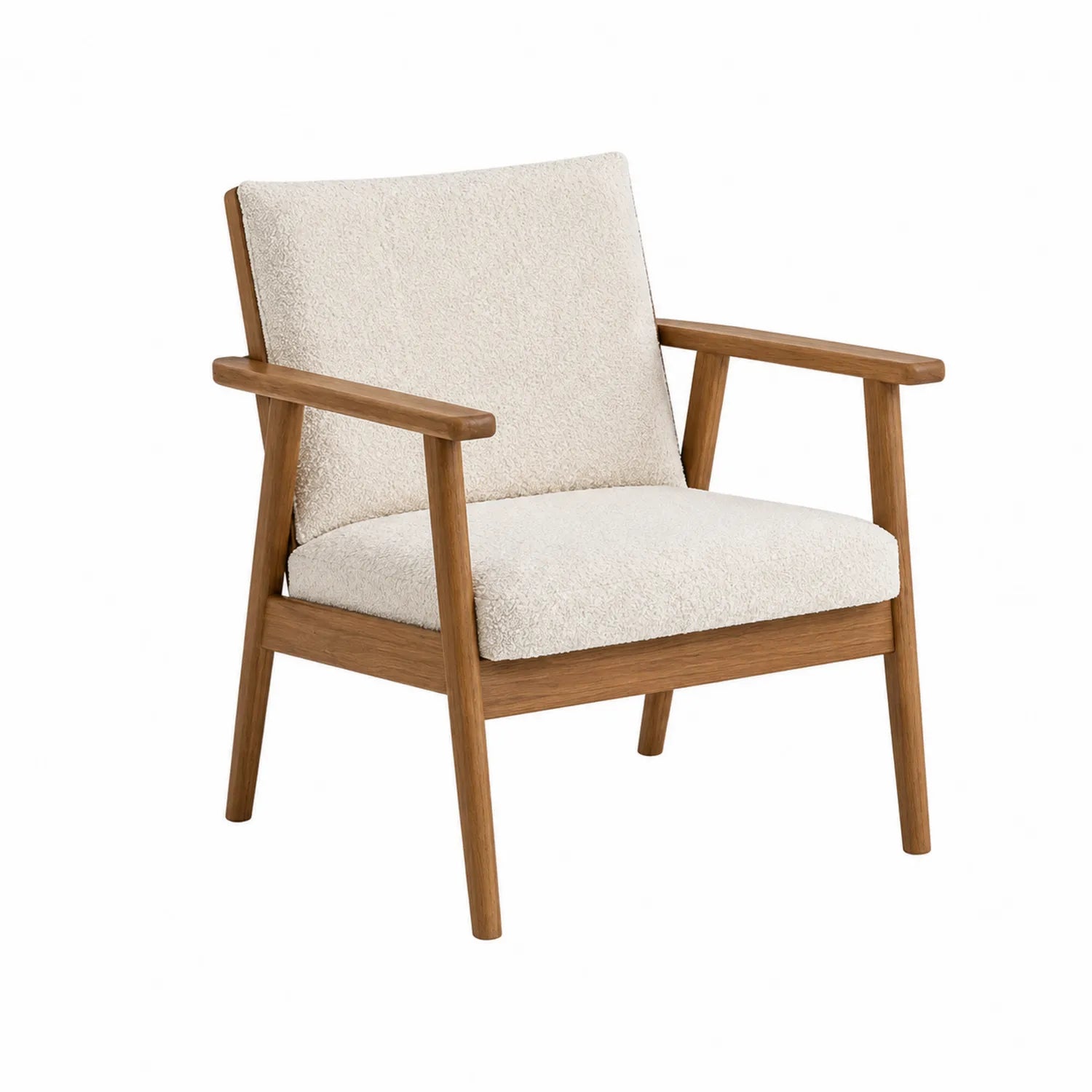 Fauteuil en bois et tissu bouclé, 75x70x80 cm