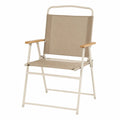 Chaise pliante extérieure en acier et bois beige