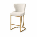 Tabouret de bar en tissu beige et métal doré 65cm