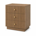 Commode en bois avec tiroirs côtelés et poignées dorées
