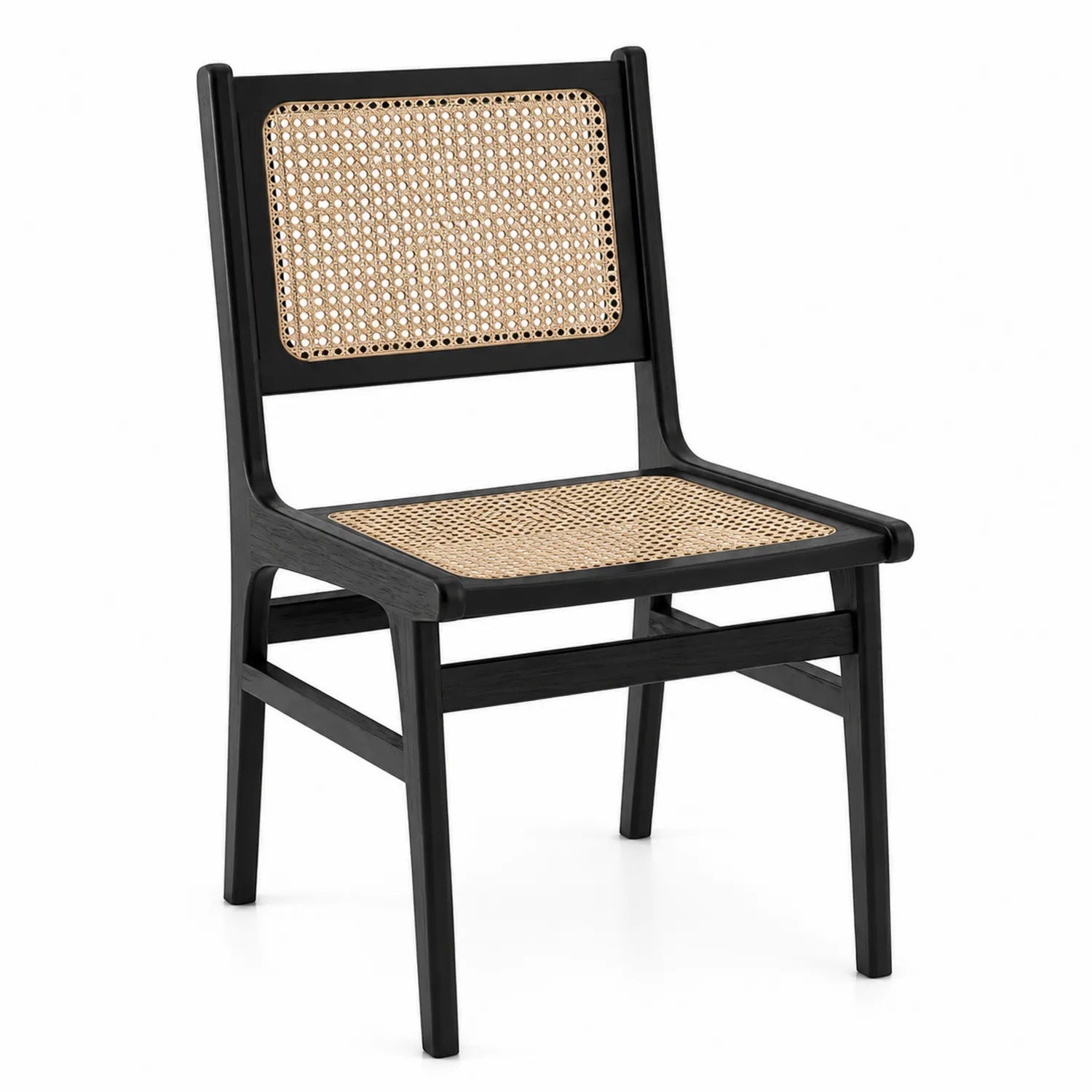 Chaise en Bois et Rotin Noir 85cm