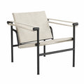 Chaise en métal et tissu bouclette beige et noir