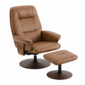 Fauteuil inclinable et pivotant en cuir synthétique avec repose-pieds Brun