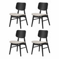Lot de 4 chaises en bois et tissu Noir/Beige