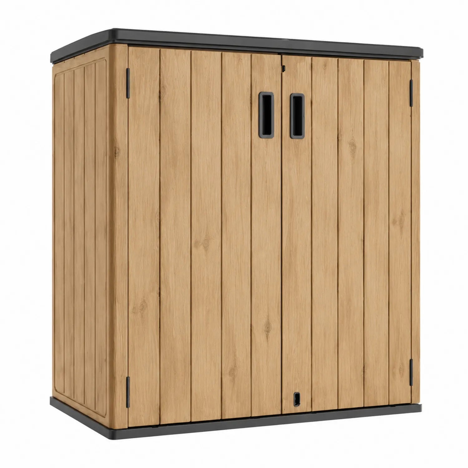 Armoire de Rangement Extérieur en Plastique Imitation Bois Beige 160x100x180cm