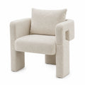 Chaise en tissu bouclé beige avec accoudoirs
