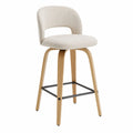 Tabouret de bar en bois et tissu polyester beige
