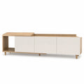 Meuble TV MDF avec Finition Blanc et Chêne 180x40x50 cm