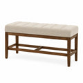 Banc en bois et tissu beige 120x40x45 cm
