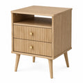 Table de chevet en bois avec 2 tiroirs et étagère ouverte