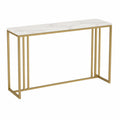 Table console rectangulaire en marbre artificiel blanc et métal doré